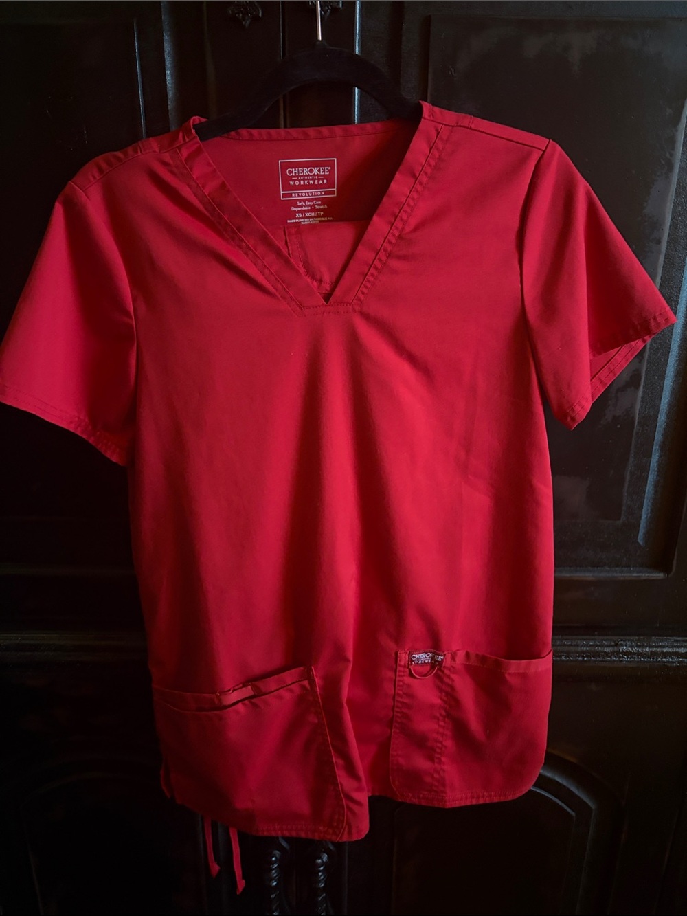 Cherokee Workwear V-neck Medical Scrub Top - Red